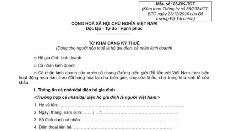 Bước 2: Chọn loại hồ sơ đăng ký thuế lần đầu