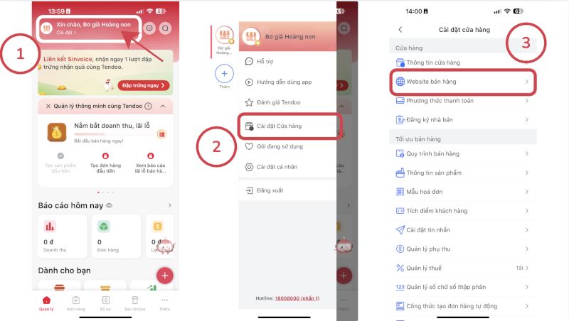Vào cài đặt website