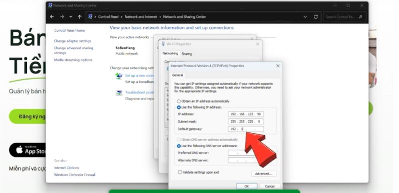 Nhập đúng Gateway của máy in