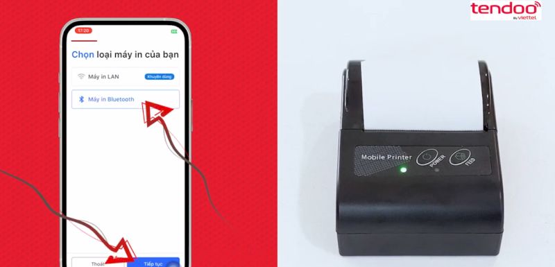 Chọn Máy in Bluetooth và nhấn Tiếp tục