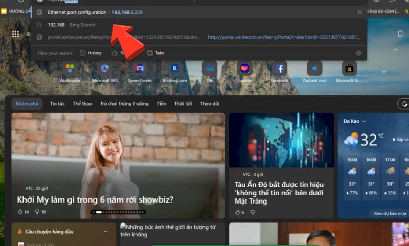 Mở trình duyệt  và gõ vào thanh địa chỉ IP của máy in
