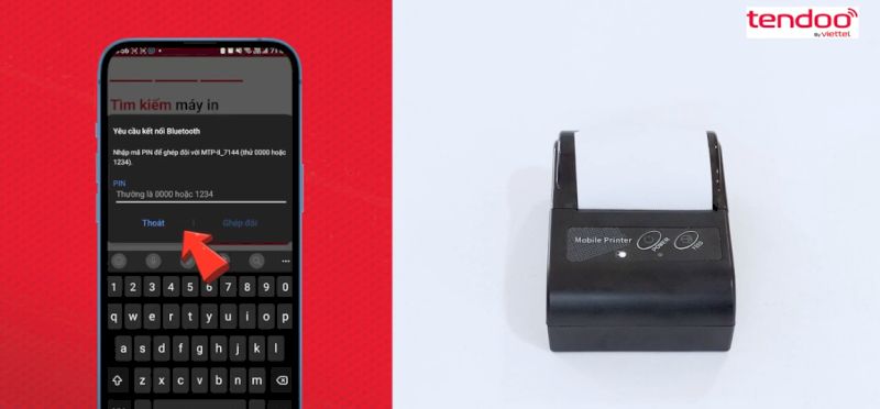 Nhập mã PIN mặc định để kết nối Bluetooth