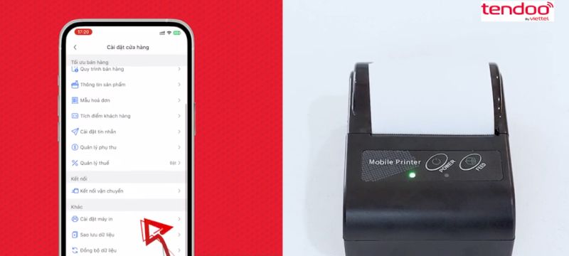 Chọn Cài đặt cửa hàng và Cài đặt máy in