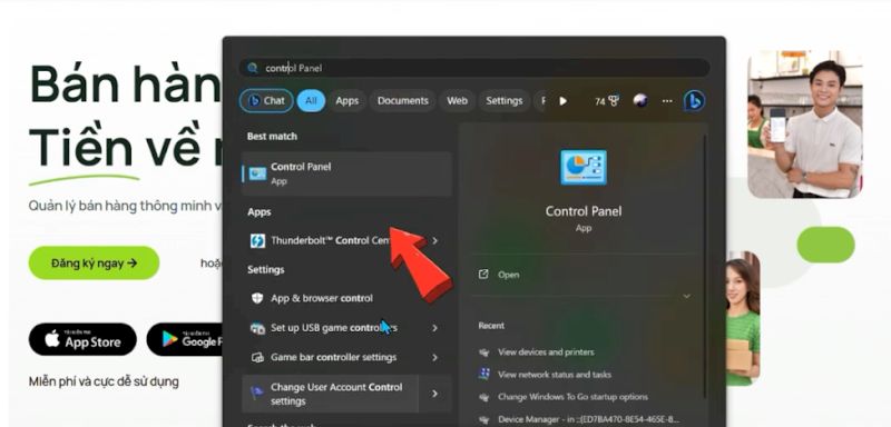 Vào Control Panel