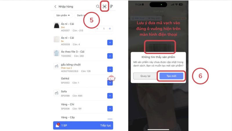 Thực hiện quét mã vạch hoặc mã SKU trên bao bì sản phẩm