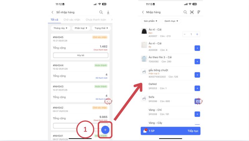 Nhập thông tin phiếu nhập hàng