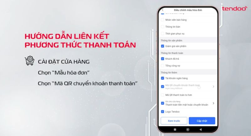 Chọn Mã QR chuyển khoản thanh toán