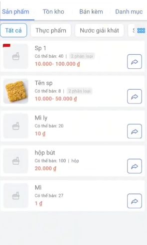 lựa chọn sản phẩm cần chỉnh sửa giá 