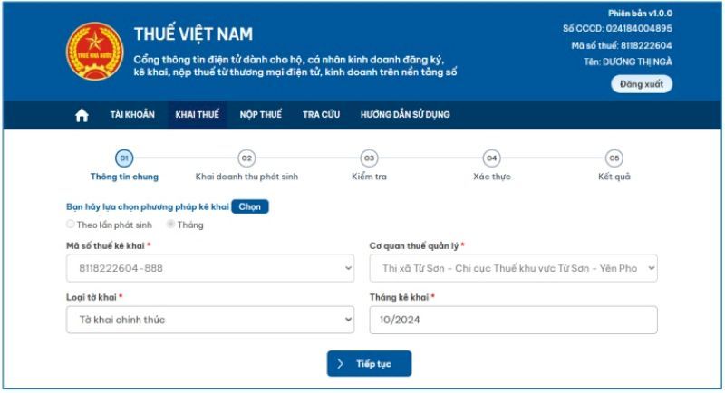 hộ kinh doanh cần điền đầy đủ thông tin
