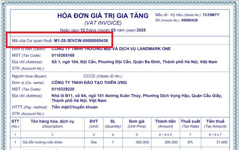 Hoá đơn điện tử có mã của cơ quan thuế