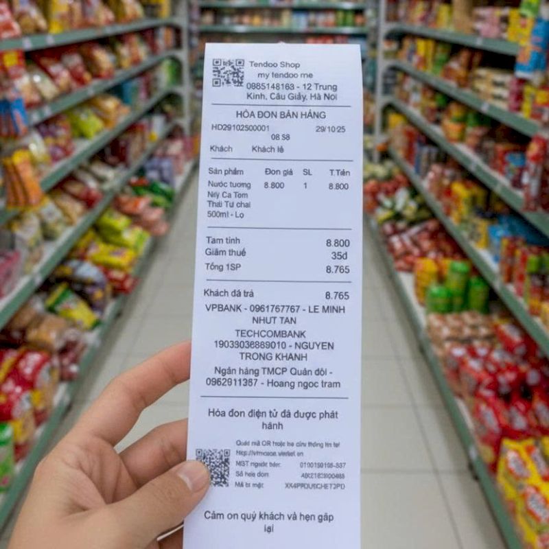 Hoá đơn điện tử được xuất trực tiếp từ phần mềm Tendoo