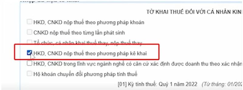 Chọn HKD,CNKD nộp thuế theo phương pháp kê khai