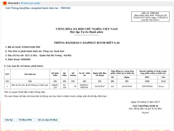 Cuối cùng, chọn “Ký và nộp tờ khai”
