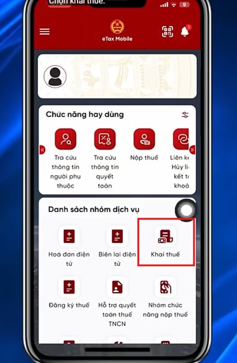 Đăng nhập ứng dụng eTax Mobile