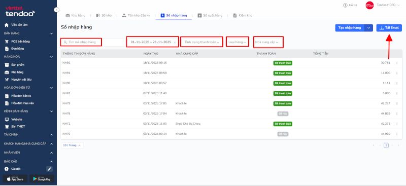 Truy cập vào mục nhập hàng