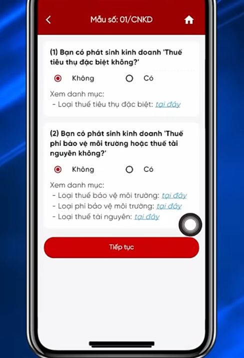 chọn “Có” để điền đầy đủ thông tin