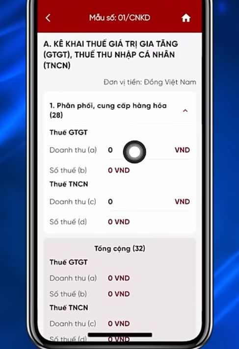 Điền thông tin doanh thu
