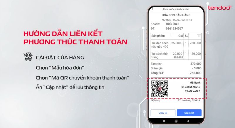 Chọn Ngân hàng mà bạn muốn hiển thị mã QR và bấm xem trước