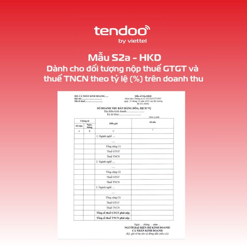 Mẫu S2a - HKD dành cho đối tượng nộp thuế GTGT và thuế TNCN