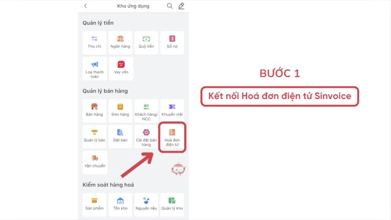 Truy cập tính năng Sinvoice