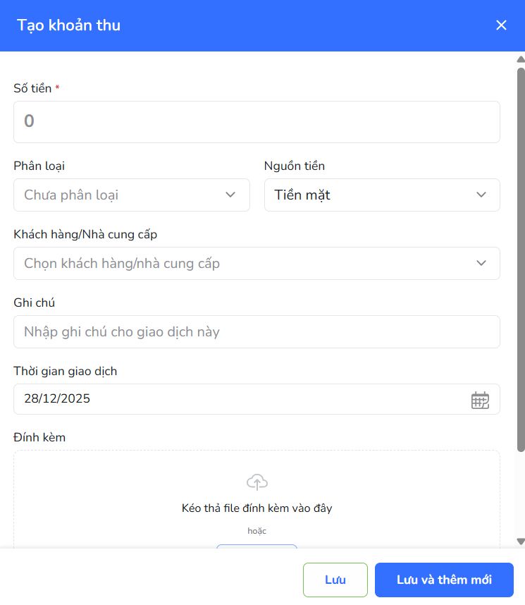Điền đầy đủ thông tin