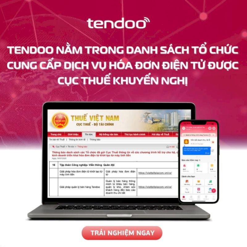 Tendoo thuộc tổ chức cung cấp dịch vụ hóa đơn điện tử